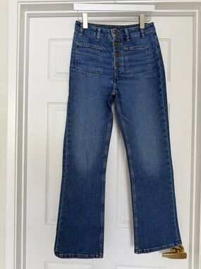 Maje Mid-High Rise Wide Leg Jeans - Blue